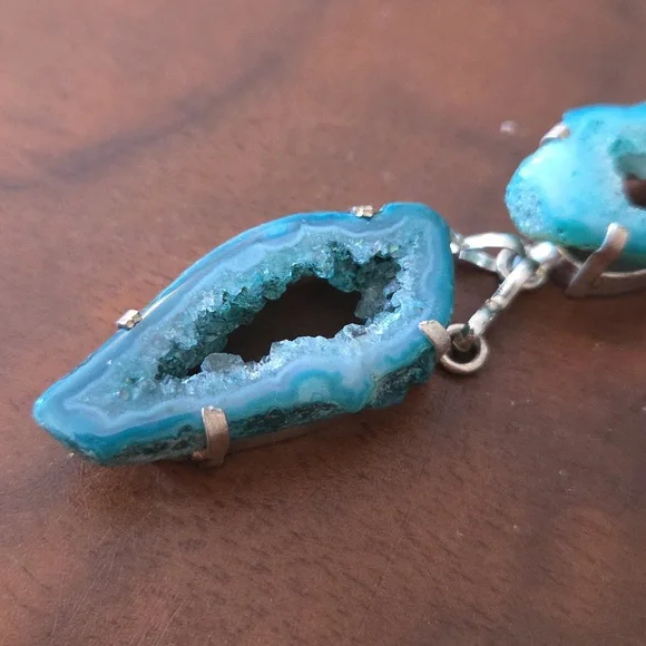 Blue Agate Druzy Pendant - Picture 3 of 6